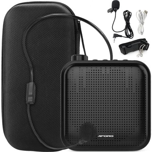 Gosear 12W Voice Amplifier 1200mAh Portable Mini Voice Speaker with Wired Microphones Storage Bag for Teachers Tourist Guide