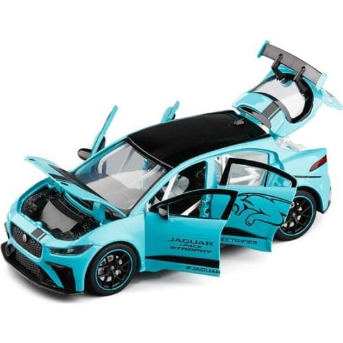1/32-Jaguar I PACE Pure Electric Sports Car Toy Car Alloy Diecast Model Sound And Light Toys Six-doors-can-open Model Boys Gifts