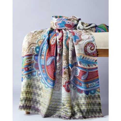 India imported Bohemian ethnic wool shawl scarf dual-use long spring and autumn decoration warm color