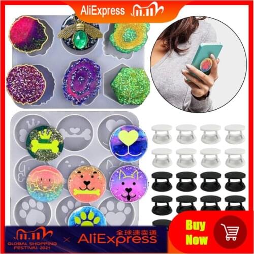 Mobile Phone Socket Epoxy Resin Mold Cellphone Grip Holder Silicone Mould DIY Crafts Casting Tool