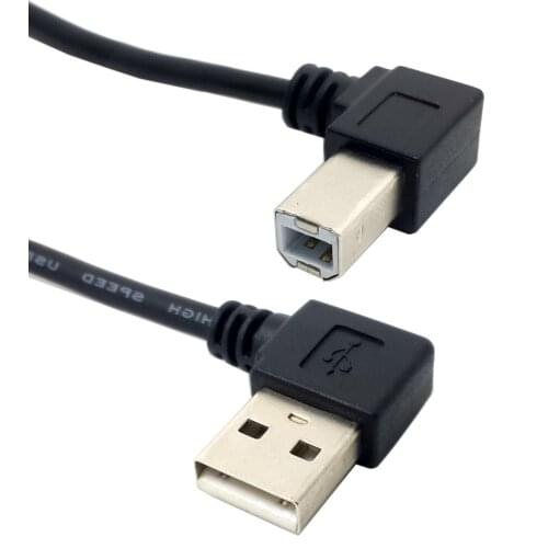 USB2.0 printer cable 50cm 100cm 90 Degree Right angle USB A male to Right angle B male cable for printer scanner and hardisk