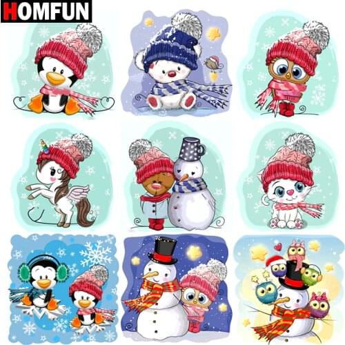 HOMFUN Rhinestone Painting Crystal Decor Diy Diamond Painting "Cartoon animal owl" 3D Cross Stitch Pattern Diamond Embroidery