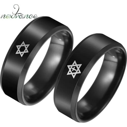 Nextvance Star of David Hexagram Rings Cross Crucifix Finger Ring for Christmas Gift Religious Protection Jewelry Anime