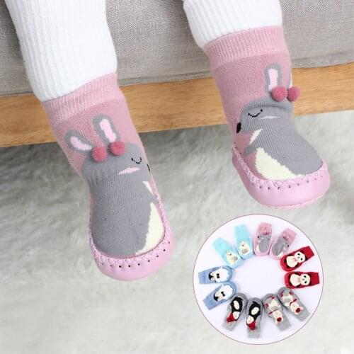 Toddler Indoor Sock Shoes Newborn Baby Socks Winter Thick Terry Cotton Baby Girl Sock with Rubber Soles Infant Animal Funny Sock