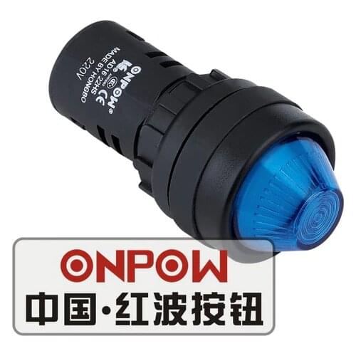 ONPOW 22mm 6V,12V,24V,220V Red, Green, Yellow, Blue Signal lamp, Pilot lamp, Plastic indicator light (AD16-22HS) CE,RoHS