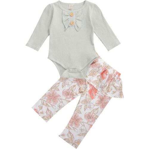 0-3T Newborn Kid Baby Girl Clothes set Autumn Winter Floral Outfit Long Sleeve Bodysuit Flower Pirnt Pant suit Cute Clothing