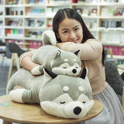 Plush Simulation Husky Dog Toy Stuffed Animal Doll Puppy Pet Pillow Cushion Kids Baby Birthday Gift Present Home Shop Decoration