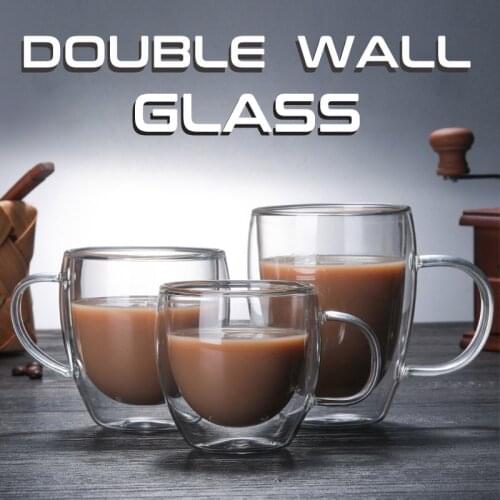 Transparent Double Wall Glass Cup Coffee Mug Drinkware Wine Strawberry Milk Barware Creative Heat Resistant Cocktail Vodka Cups