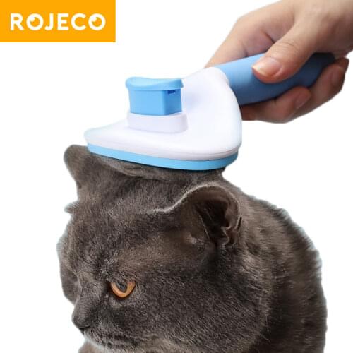 ROJECO Dog Hair Removal Comb Pet Cat Massage Comb Grooming Tool Automatic Cat Brush Hair Remover Comb for Dogs Removes Trimming