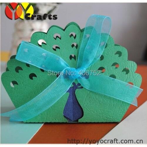 Luxury unique wedding favor laser cut peacock candy box