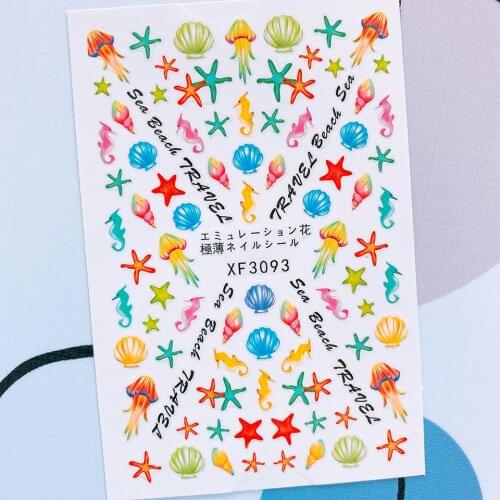 Ocean Series Sliders for Nails Stickers Summer Anime Nail Stickers and Decals Star Shell Snake Strawberry Nail Art Decorations