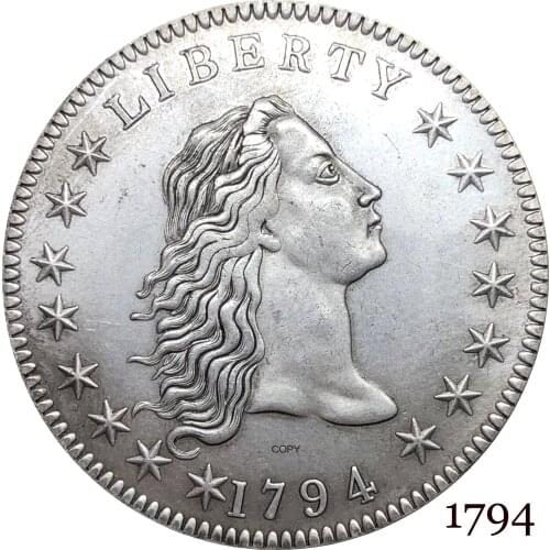 United States Of America Coin 1794 Liberty Flowing Hair One Dollar Cupronickel Silver Plated Copy Coins