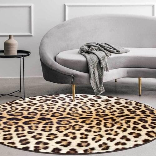Modern Sexy Fashion Brown Leopard Print Living Room Bedroom Hanging Basket Chair Round Floor Mat Carpet Customization