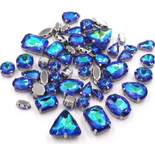 Wedding Decoration 50pcs/bag Dark olive ABMocha Fluorescence Glass Crystal Stone Gold/Silver Claw Rhinestone Sew on Clothes/Shoe