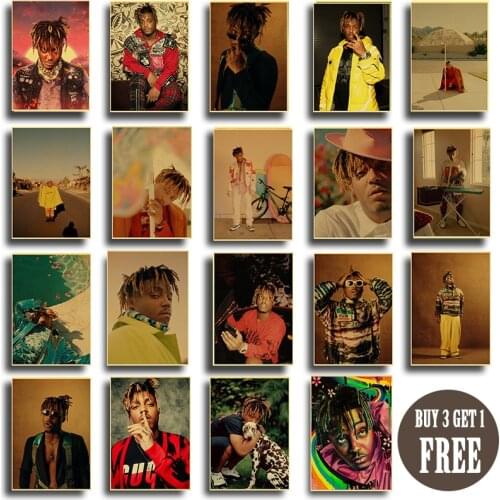 Vintage Juice Wrld Retro Poster Alternative Abstract Art Painting Funny Wall Sticker for Coffee House Bar Room Home Decor