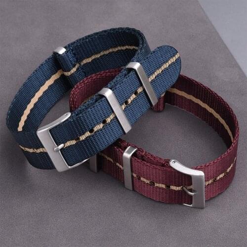 Premium Quality Smooth Nylon Nato Strap 20mm 22mm Black/Red/Blue Khaki For Most Watches Seatbelt Bracelet Watch Band Replacement