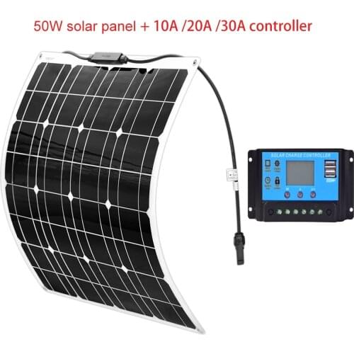 Xinpugaung Brand 50 Watt 16V Solar Panel 50w Kit 20/10A 12V PWM Solar Controller High Efficiency panele fotowoltaiczne Charger