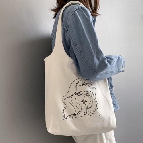 Girl Funny Cute Graphic Tote Bag Harajuku Japanese Kawaii Women Fashion Canvas Bag Shopping Bags Travel Bag with Buttons Ladies