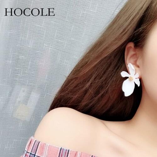 2018 Korean Style Exaggerate Big Flower Stud Earrings For Women White Blue Green Pink Floral Brincos Wedding Bridal Jewelry