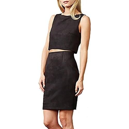 Womens Faux suede Vest Sets dress New Autumn Girls female sexy 2 piece sets dresses