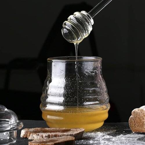 1Pc Honey Spoon Glass Honey Dipper Stick Syrup Dispenser Server 6 Inch Glass Honey Spoon Stick for Honey Jar Kitchen Accessories