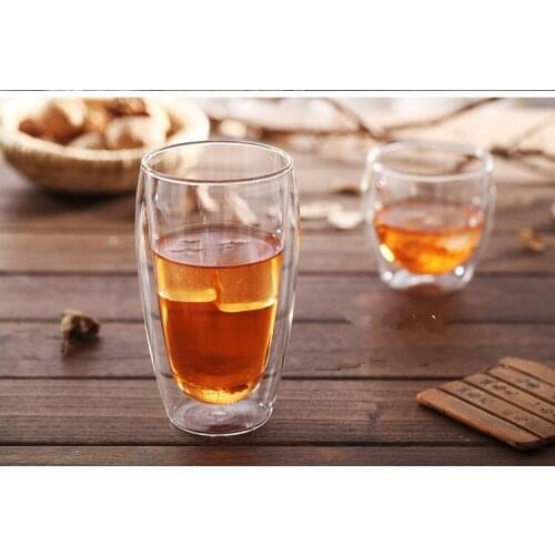 1PC Heat-resistant Double Wall Glass Cup Beer Espresso Coffee Cup Handmade Beer Mug Tea glass Whiskey Cups Drinkware JO 1033