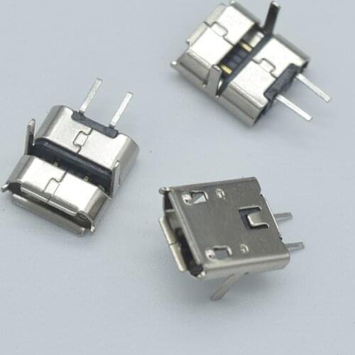 10pcs Micro USB 2pin B type Female Connector 180 degrees with curling side For Mobile Phone Jack Connector Charging Socket