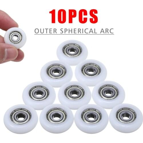 10pcs Durable Nylon Plastic Ball Bearings Pulley Wheels Groove Bearing Set 5x23x7mm For Aluminum Doors Windows