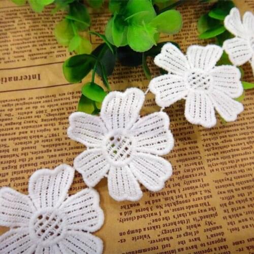 10 yards/lot width 5.3cm 2.08"white cotton water soluble lace trim ribbon fabric for dress skirt clothes 1120826L4K714