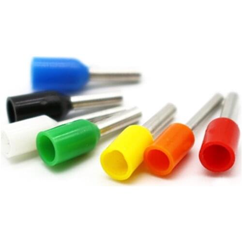 100pcs E0506 E0508 E7508 E1008 E1508 E2508 Insulated Ferrules Terminal Block Cord End Wire Connector Electrical Crimp Terminator