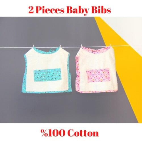 2 pcs Baby Bibs Cotton Short Sleeve Girls Boys Baby Shower Gift Children Accessories Eco Friendly Washable Baby Feeding Apron