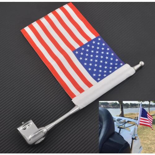Motorcycle Side Mount Luggage Rack Antenna Vertical Flagpole For Honda Goldwing GL1800 2001-2008 American Flag