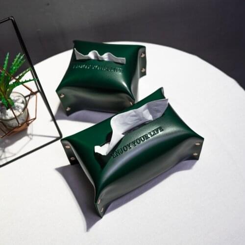 Car Toilet Tissue Box Leather Living Room Creative Cute Nordic Ins Light Luxury Punch-Free Tissue Paper Storage Wipes Holder
