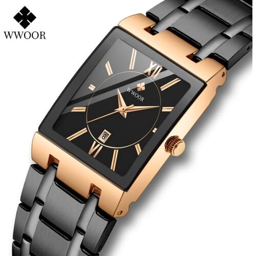WWOOR Rose Gold Watch Women Square Quartz Waterproof Ladies Watches Top Brand Luxury Elegant Wrist Watch Female Relogio Feminino