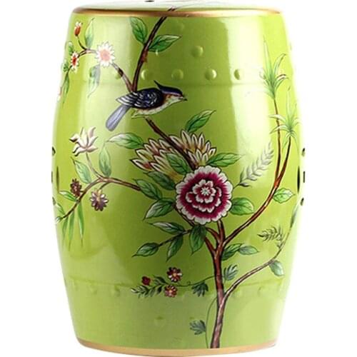 Jingdezhen Ceramics American Style Country Flower And Bird Bedroom Toilet green flower and bird porcelain ceramic Stool