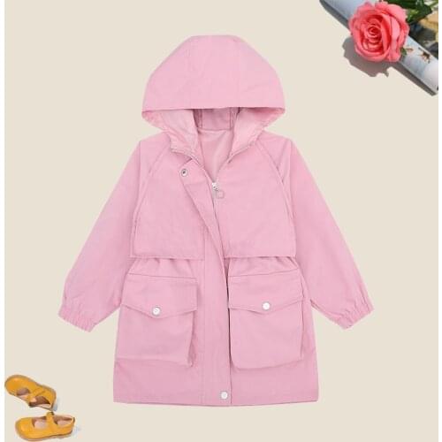 2021 Baby Girl Spring & Autumn Coat for Kids Fashion Embroidery Jackets Children Coats Hooded Outerwear for 6 8 10 12 14 Years