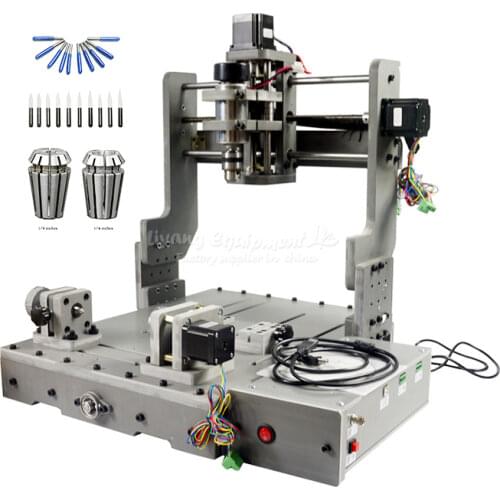 DIY mini cnc engraving machine 3040 3 axis 4 axis 300W spindle PCB with free cutter collet and USB port Russia tax free