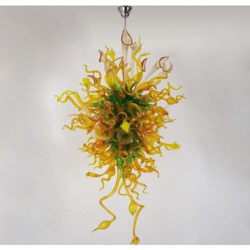 European Hand Blown Glass Chandelier Creative Flower Pendant Light Restaurant Hotel Lobby Coffee Shop Lamps