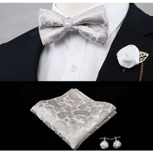 Wedding Party Classic Red Mens Adjustable Bowtie Sets with Handkerchief Neckwear Man Elegant Tuxedo silk Bowties for Shirt