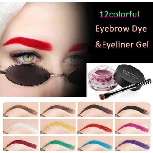 Eyebrow Gel Dye Cream Eyeliner Gel 12Colors Waterproof Long-Lasting Brow Pigment Enhancers Tinted Makeup For Daily Stage Cosplay