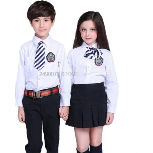 Boys And Girls White Blouse Shirts School Kids High Quality Cotton Blouse Children Wedding Party Blusas Teenage Blouse 3-16Y