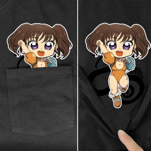 Cotton T-Shirts Fashion Brand Pocket The Seven Deadly Sins 3D Printed Diane Serpents Sin of Envy Funny Casual Cotton T-Shirts