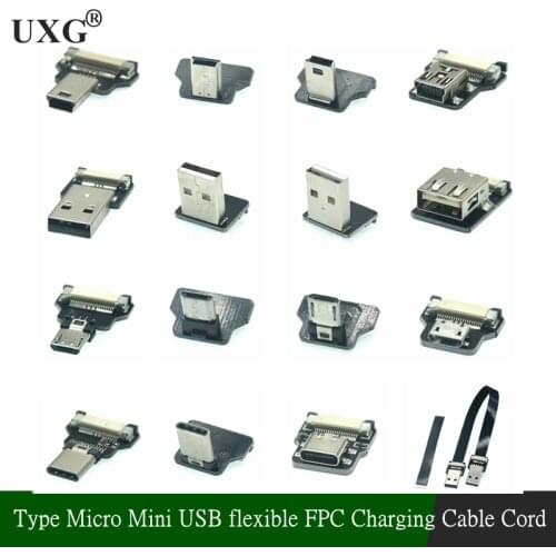 FPV Monitor Standard Mini USB Super Flat flexible FPC Charging Cable 90 Degree Micro USB Ribbon Cable AV output Cord OTG 5V 3A