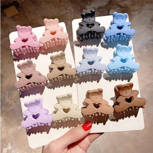 Korean Cute Bear Hair Clip Claw Clamp for Women Girls Kids Hairpin Crab Headband Hair Washface Accessories Headwear Hairgrips