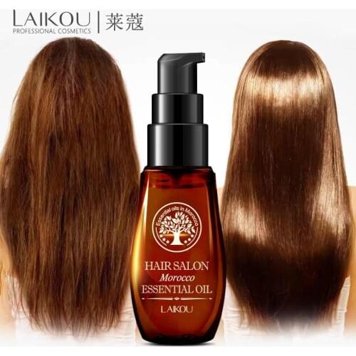 Laikou 40ml Pure Morocco Argan Oil Hair Oil Keratin Straightening Curly Treatment Growth Mask For Damaged Hair Dry Split Ends
