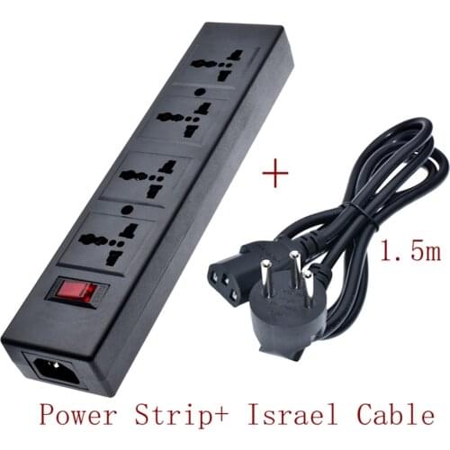 Multifunction Israel 250v 10a 1.5m 4 jack EU UK US AU Universal power Strip PDU IEC320 C14 Outlet adaptor cord Socket