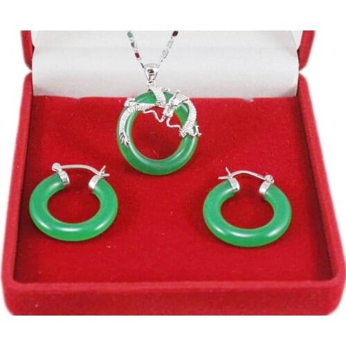 Fashion Luckey Women Green Black Purple Red Blue Stone Pendant Necklace Chinese Style Jewelry Set Party Gift Accessories Vintage