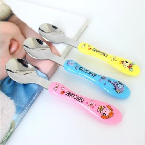 Cartoon Baby Spoon Children Stainless Steel Spoon Boys Girls Necessary Utensils Flatware I0051