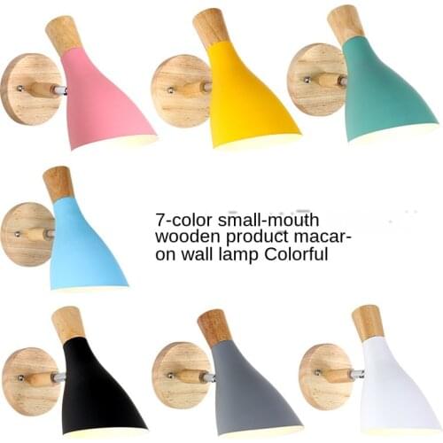 Macaron Solid Wood Bedroom Wall Lamp Modern Simple Background Wall Lamp Living Room Creative Aisle Bedside Lamp