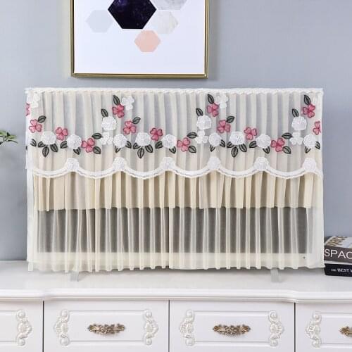 New Dust-Proof Hanging Television Cover Lace Purple Wall Desktop Curved Surface Old-Fashioned Universal TV Cover Free Shipping